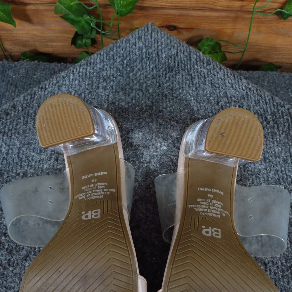 BP Naomi Women Slide Sandal 6M Wedding Special Occasion Nude Pink Clear PVC
